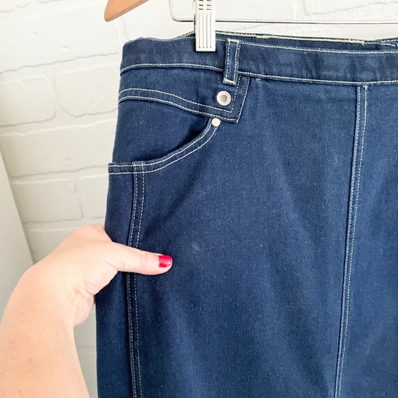 Vintage 90s Y2K Maxi Denim skirt Grungy Dark Wash Pockets Cotton blend 14 Petite - Picture 11 of 11